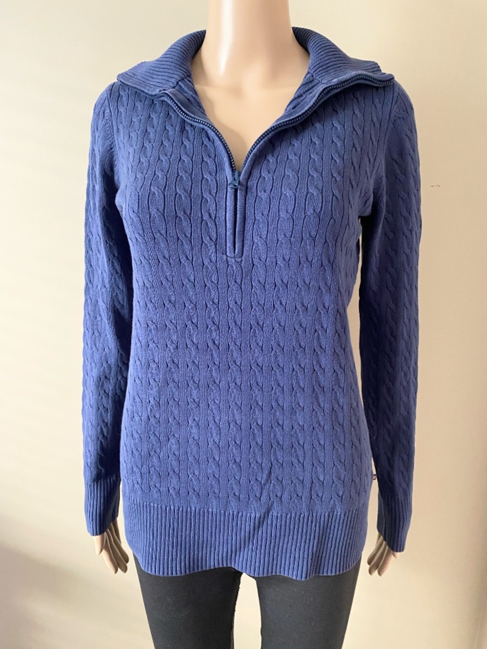 Vintage Ralph Lauren cable knit half zipper blue sweater, women’s medium - Picture 4 of 6